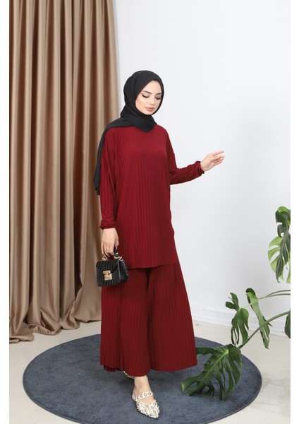 Piliseli Bol Kesim Pantolonlu Takım indirimleri