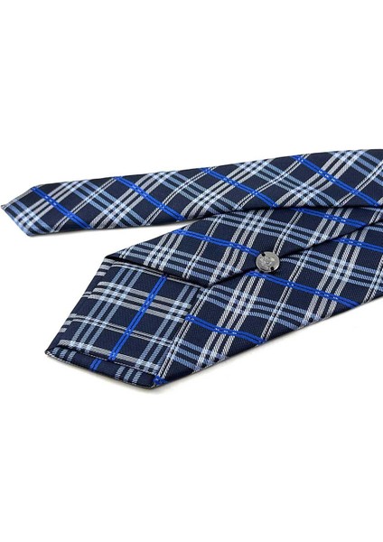 Lacivert Ekose Desen Mendilli Klasik Kravat KK13201 modelleri