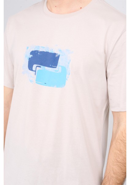 Çetinkaya Chester Polo 3864 Bisiklet Yaka 30/1 Penye Regular Baskılı T-Shirt Vizon modelleri