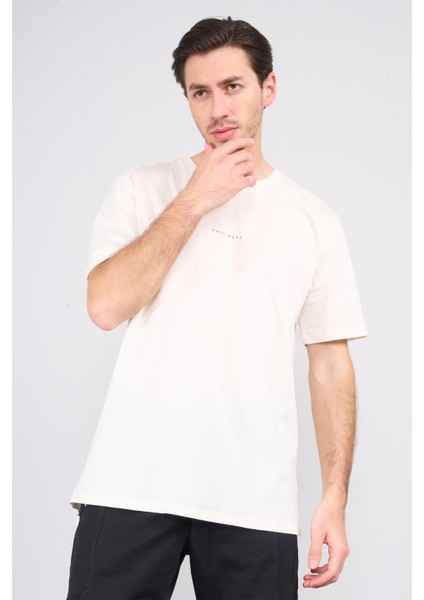 Çetinkaya Mentality 3720 Bisiklet Yaka 30/1 Penye Regular Baskılı T-Shirt Indigo