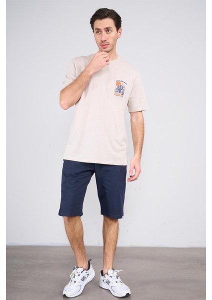 Çetinkaya Chester Polo 3853 Bisiklet Yaka 30/1 Penye Comfort Baskılı T-Shirt Vizon fiyatları