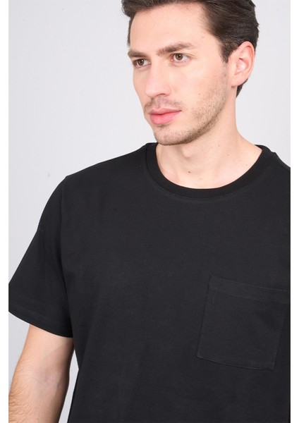 Çetinkaya Mentality 3971 Bisiklet Yaka 16/1 Süprem Regular Cepli T-Shirt Siyah modelleri