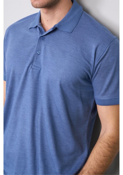 3797 Erkek Polo Yaka 30/1 Pike T-Shirt Indigo modelleri