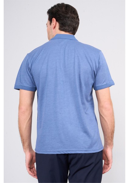 3797 Erkek Polo Yaka 30/1 Pike T-Shirt Indigo fırsatları