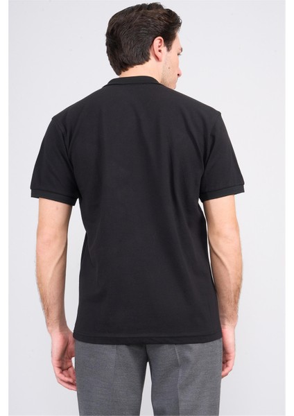 3872 Erkek Polo Yaka 30/1 Penye Pike T-Shirt Siyah fırsatları
