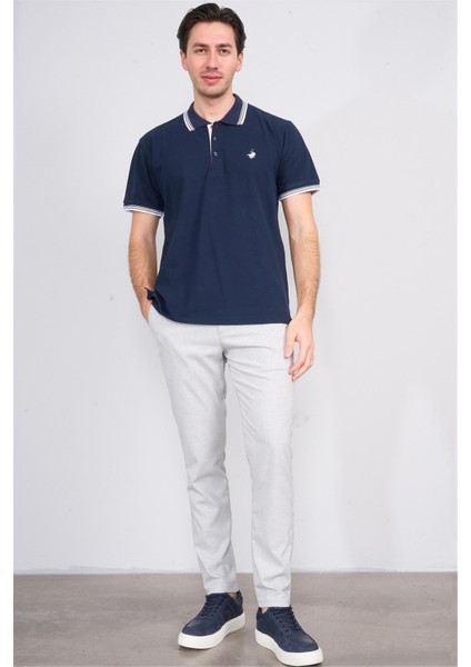 3945 Erkek Polo Yaka Penye Pike T-Shirt Lacivert fiyatları