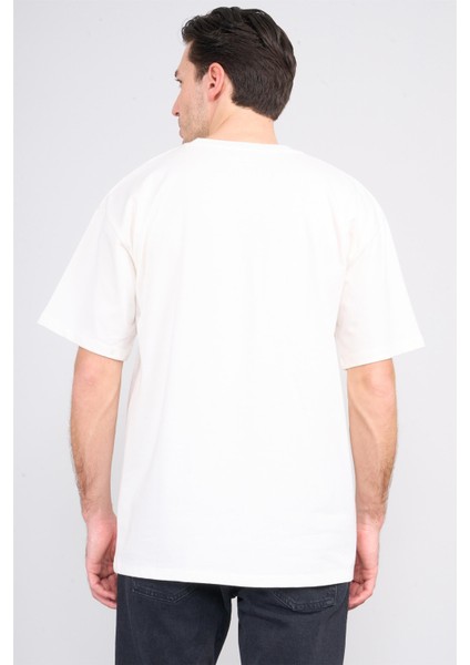 Çetinkaya Mentality 3893 Bisiklet Yaka 30/2 Süprem Loose Fit T-Shirt Krem fırsatları