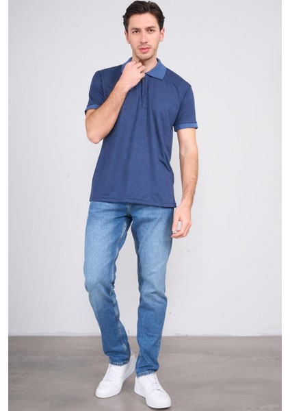 3803 Erkek Fermuarlı Polo Yaka T-Shirt Lacivert fiyatları