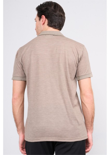3803 Erkek Fermuarlı Polo Yaka T-Shirt Vizon fırsatları