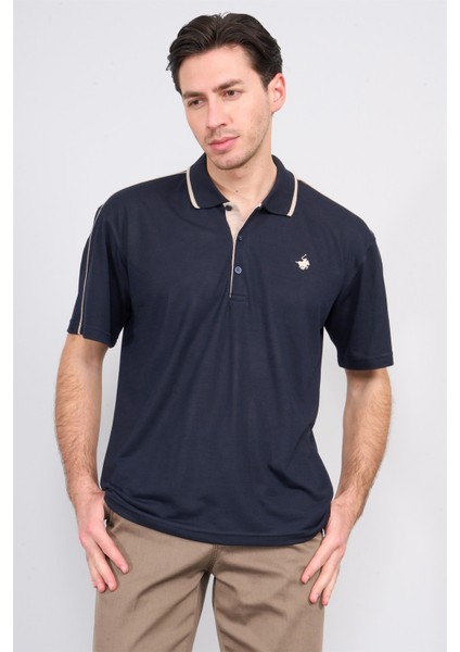 3769 Erkek Polo Yaka Pike T-Shirt Lacivert
