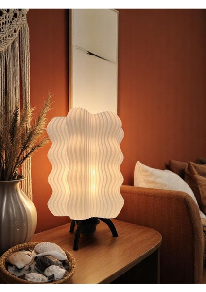 Modern Dalga Desenli Siyah Masa Lambası, Şık ve Dekoratif Aydınlatma Parçası indirimleri