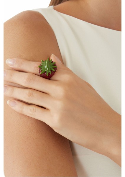 Pave Strawberry Yüzük, Kristalli Çilek Tasarımı fırsatları