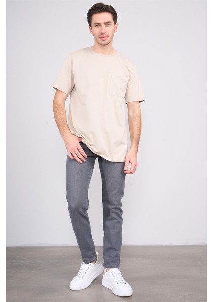 Çetinkaya Mentality 3971 Bisiklet Yaka 16/1 Süprem Regular Cepli T-Shirt Vizon fiyatları