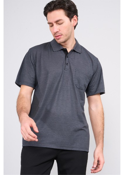 3918 Erkek Polo Yaka Cepli T-Shirt Antrasıt