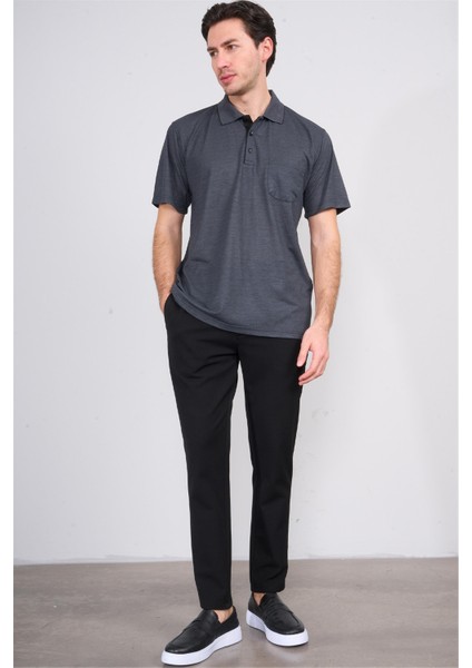 3918 Erkek Polo Yaka Cepli T-Shirt Antrasıt fiyatları