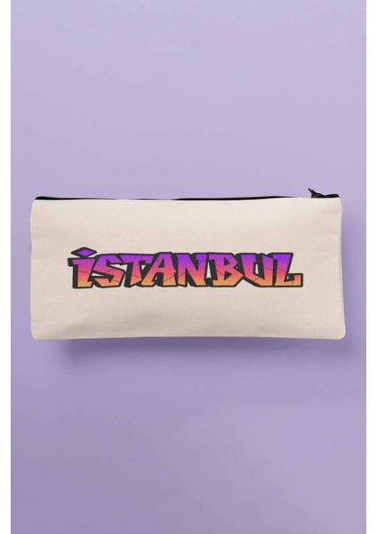 Istanbul Grafiti Baskılı Bez Makyaj Çantası Kalemlik Cüzdan
