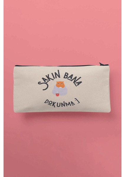 Sakın Bana Dokunma Baskılı Bez Makyaj Çantası Kalemlik Cüzdan