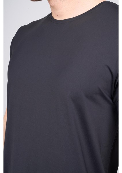 4045 Erkek Bisiklet Yaka Baskılı Regular Polyamid T-Shirt Siyah modelleri