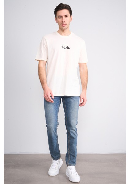 Çetinkaya Chester Polo 3900 Erkek Bisiklet Yaka Pamuk Baskılı Comfort T-Shirt Krem fiyatları