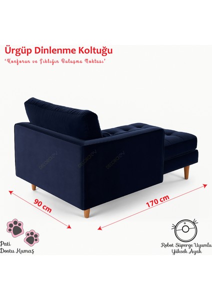 Ürgüp Lacivert Dinlenme Koltuğu Puf Josefin Koltuk Kanepe Koltuğu Psikolog Koltuğu Pati Dostu Kumaş Sağ Köşe indirimleri