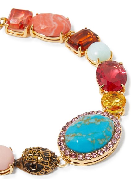 Mixed Gem Bileklik, Renkli Taşlı ve Altın Zincirli modelleri