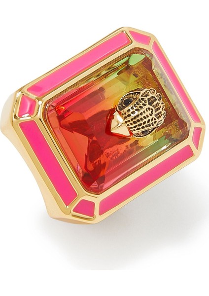 Enamel Cocktail Yüzük, Renkli Mineli ve Şık