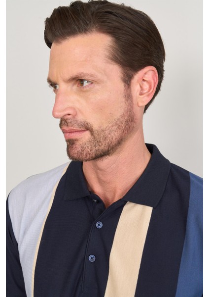 3897 Erkek Polo Yaka 30/1 Ringelli Pike T-Shirt Koyu Lacivert modelleri