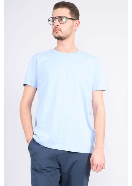 Çetinkaya Mentality 2772B Bisiklet Yaka Basic T-Shirt Nane Mavisi