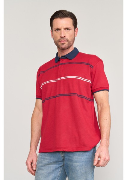 3950 Erkek Polo Yaka 30/1 Örme T-Shirt Kırmızı