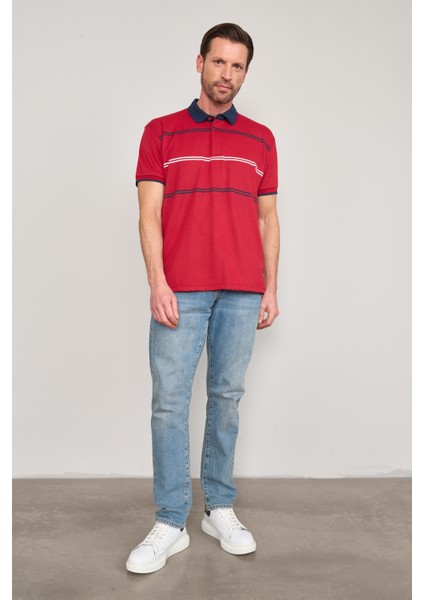 3950 Erkek Polo Yaka 30/1 Örme T-Shirt Kırmızı fiyatları