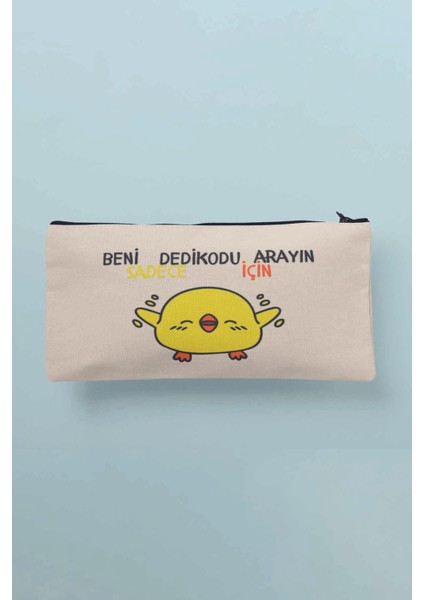 Beni Sadece Dedikodu Için Arayın Baskılı Bez Makyaj Çantası Kalemlik Cüzdan