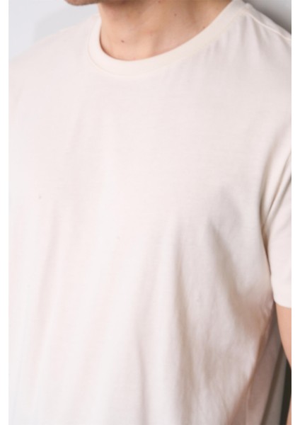 Çetinkaya Mentality 2772B Bisiklet Yaka Süprem Slim Fit Koyu Krem T-Shirt modelleri