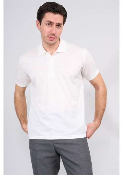 3797 Erkek Polo Yaka 30/1 Pike T-Shirt Krem