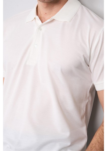 3797 Erkek Polo Yaka 30/1 Pike T-Shirt Krem modelleri