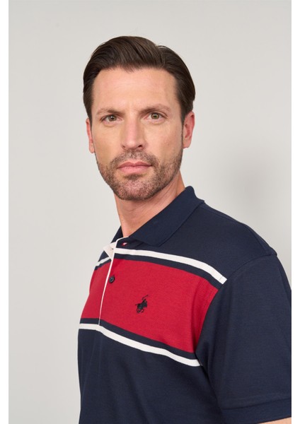 4110 Erkek Polo Yaka 30/1 Ringelli Pike T-Shirt Lacivert modelleri