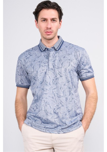 4009 Erkek Polo Yaka Jakarlı Merserize T-Shirt Lacivert