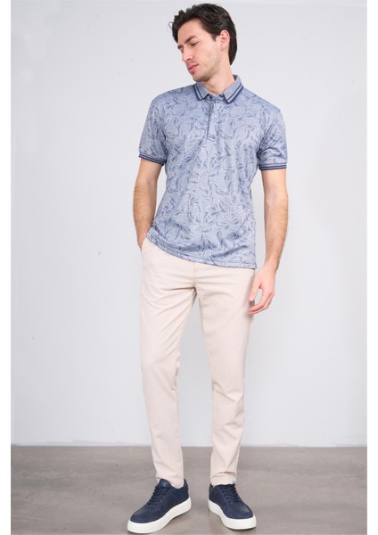 4009 Erkek Polo Yaka Jakarlı Merserize T-Shirt Lacivert fiyatları