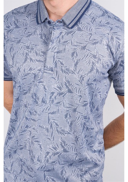 4009 Erkek Polo Yaka Jakarlı Merserize T-Shirt Lacivert modelleri