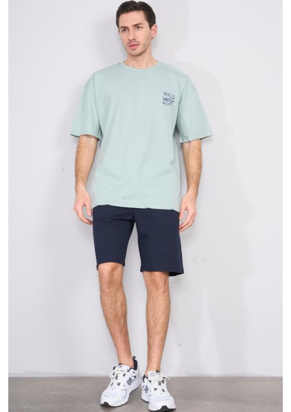 Çetinkaya Chester Polo 3842 Bisiklet Yaka 30/1 Penye Oversize Baskılı T-Shirt Koyu Çağla fiyatları