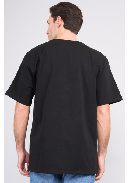 Çetinkaya Mentality 3893 Bisiklet Yaka 30/2 Süprem Loose Fit T-Shirt Siyah fırsatları