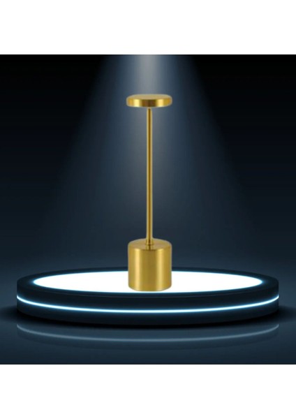 Şarjlı Orta Boy Masa Lambası, Zarif Tasarım ve Parlak Altın Renk Seçeneğiyle