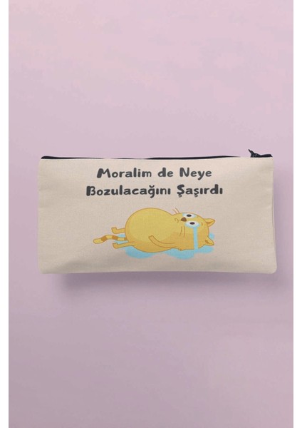 Moralim De Neye Bozulacağını Şaşırdı Baskılı Bez Makyaj Çantası Kalemlik Cüzdan