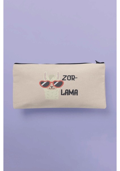 Zorlama Sevimli Komik Lama Baskılı Bez Makyaj Çantası Kalemlik Cüzdan