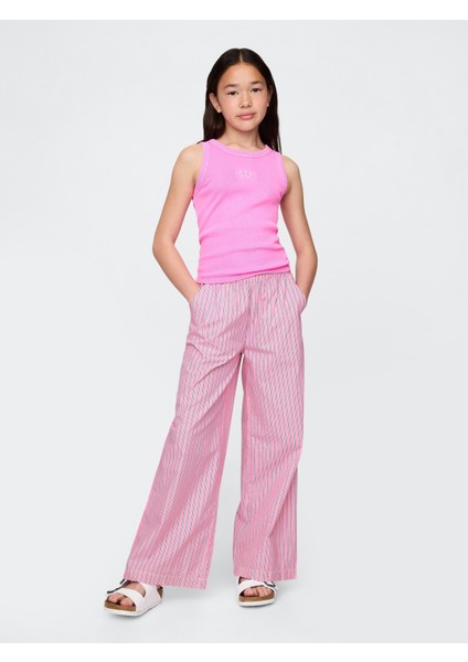 Kız Çocuk Pembe Poplin Baggy Pantolon