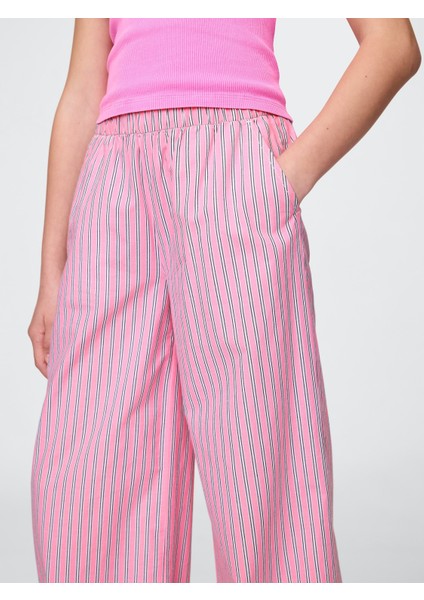 Kız Çocuk Pembe Poplin Baggy Pantolon