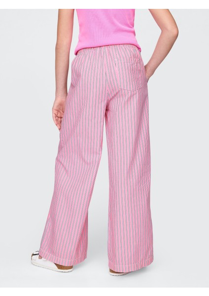 Kız Çocuk Pembe Poplin Baggy Pantolon