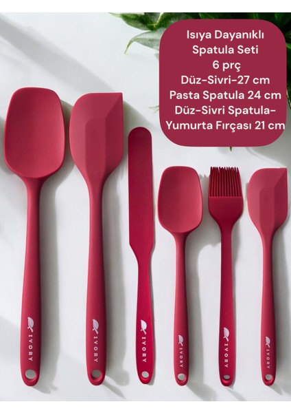 6 Parça Spatula Seti Yanmaz Yapışmaz Slikon Yumurta Fırçası Kaşık Bıçak Pasta Spatula Seti