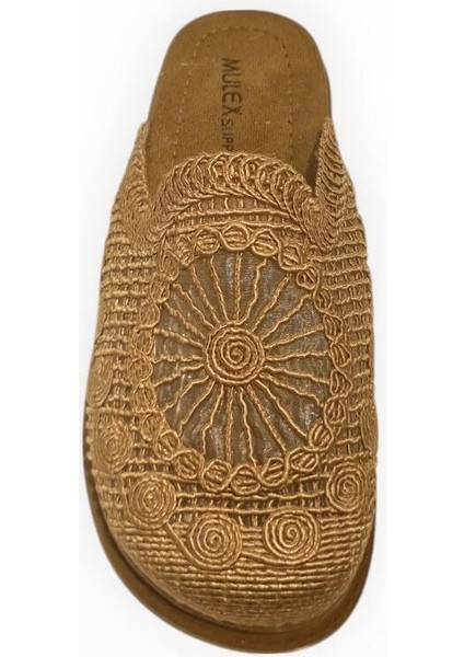 Kadın Örgü Işlemeli Önü Kapalı Terlik Vizon - 38 modelleri