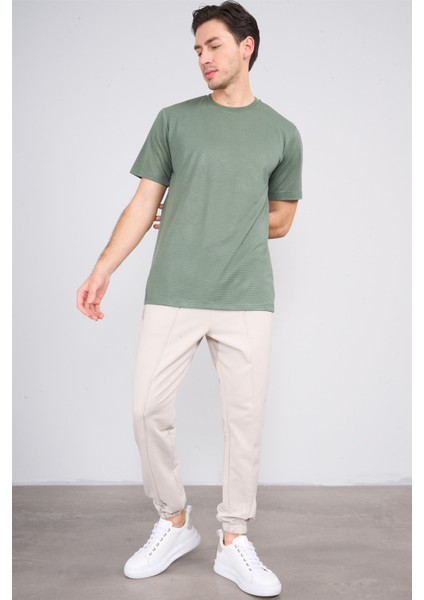 Çetinkaya Mentality 3391 Erkek Bisiklet Yaka Regular Ottoman T-Shirt Haki fiyatları