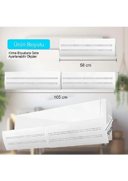Klima Hava Yönlendirici Delikli Ayarlanabilir 58-105 cm Klima Çarpması Siperliği Aparatı Hava Perdesi Klima Aksesuarı Kilima Siperliği fırsatları